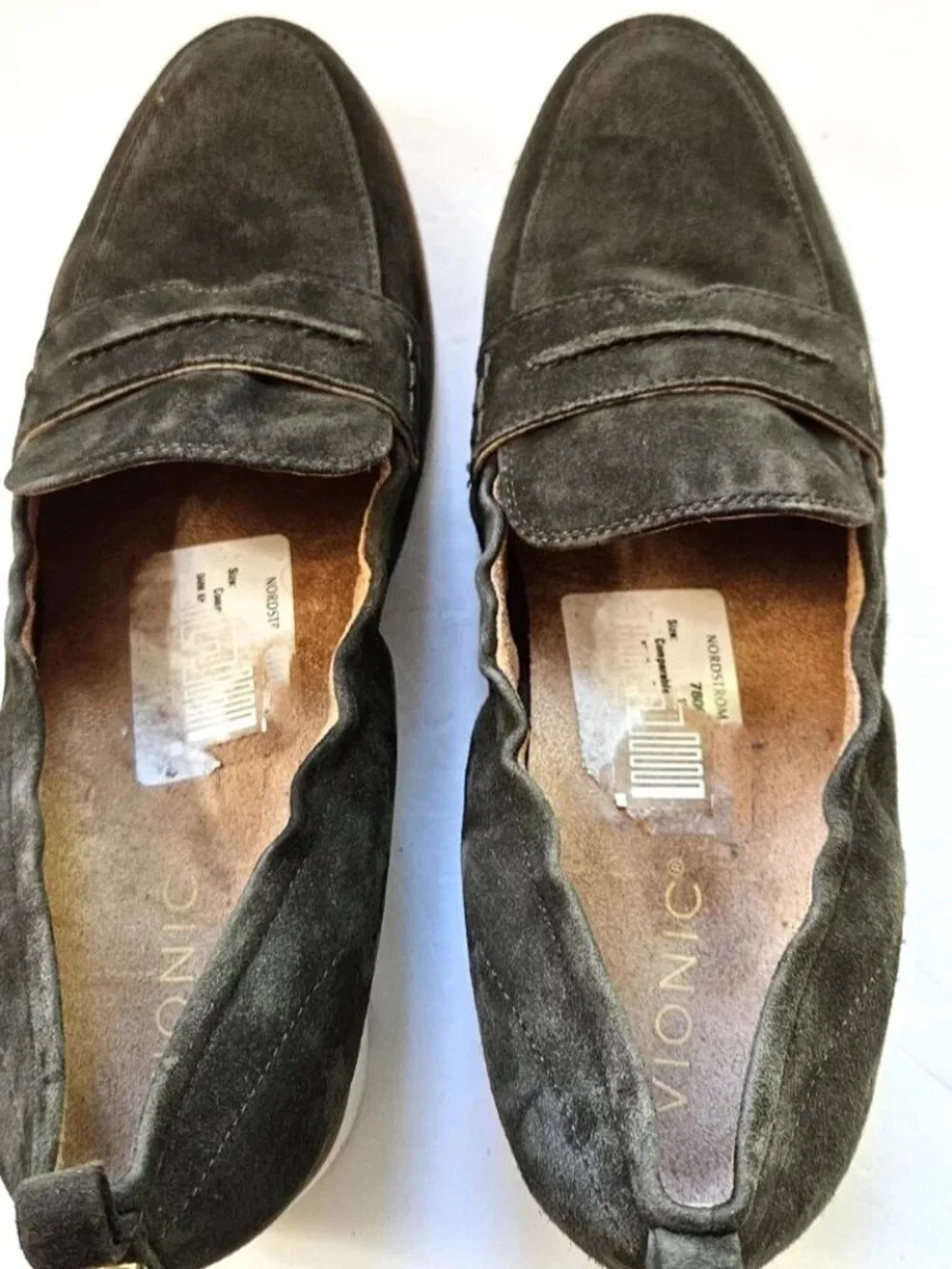 Vionic Cynthia II Dark Green Suede Penny Loafers Size 10 Womens EUC